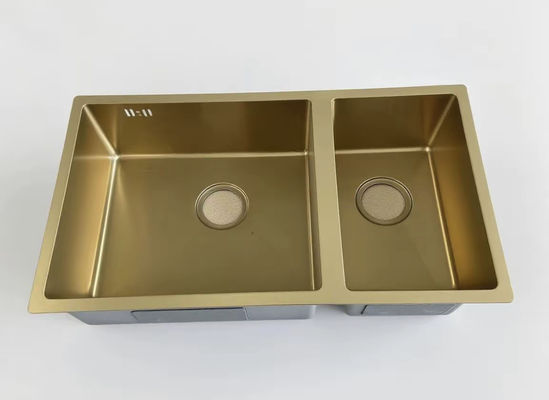 Good price Gold Double-Bowl Stainless Steel Sink – Anti-Stain, Durable, Ideal for Modern Kitchens online