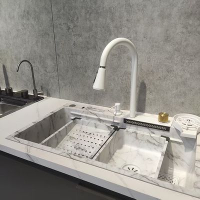 Good price Top Mount / Drop-in Kitchen Sink White Multifunctional Kitchen Sink Double-Bowl Top-Mount Stainless Steel | Custom Steel Gauge Available | Custom Basin Depth Available | Rust Proof & Corrosion Resistant online
