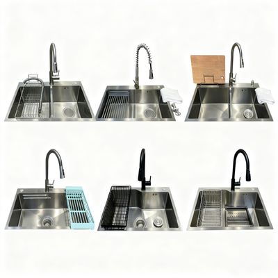 Good price Handmade Brushed Precision-Polished 304/316 Stainless Steel Undermount Kitchen Sink with Single or Double Bowl online