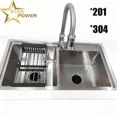 Good price Customised Matte Brushed Handmade Stainless Steel Kitchen Sink with Single or Double Basin online