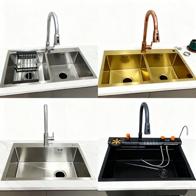 Good price Food-Contact-Grade 304 and 316 Stainless Steel Kitchen Sink with 250-300mm Bowl Depth and Handmade Craftsmanship online