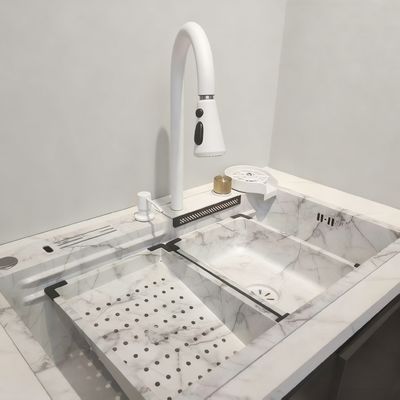 Good price Handmade Stainless Steel Kitchen Sink with Thermostatic Shower Food Grade 304/316 and Deepened Single Bowl online