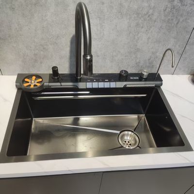 Good price Handmade 304/316 Stainless Steel Single Bowl Kitchen Sink with Retractable Drain Rack online