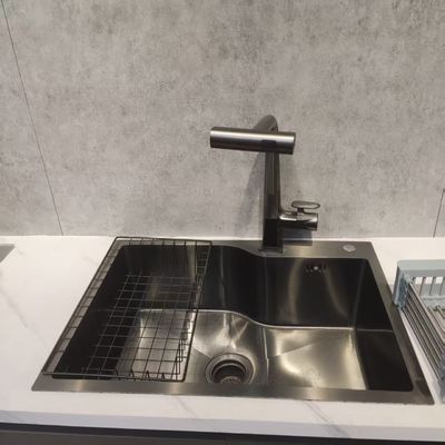 quality  Handmade 15° Slope Diversion Stainless Steel Kitchen Sink with 304/316 Food Grade Material factory