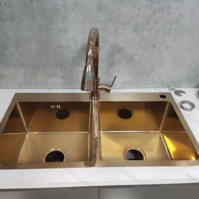 quality  Handmade Stainless Steel Kitchen Sink with Food Grade 304/316 Stainless Steel 250-300mm Bowl Depth and 1.2-2.0mm Panel Thickness factory