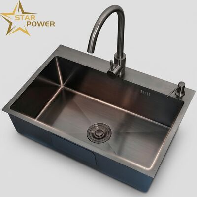 Good price SUS304 Stainless Steel Kitchen Sink with Gunmetal PVD Finish and 10-Inch Extra-Deep Basin online