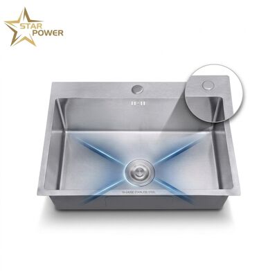 Good price 27 Inch Overmount Single Bowl Kitchen Sink SUS304 18 Gauge with Drainboard online
