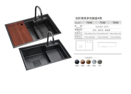 Smart Black Nano Whale Waterfall Single-Slot Honeycomb Wash Basin Sink Double Basin Kitchen Sink Machine Large Pots
