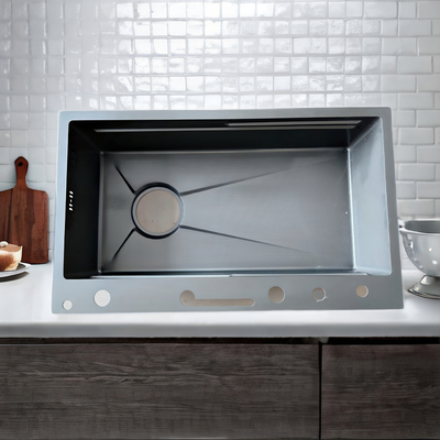 Grey Partition Kitchen Sink 11kg Stainless Steel Double-Bowl