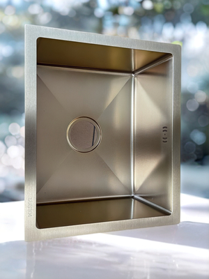 Luxury Gold  Toned SUS304 Stainless Steel Square Kitchen Sink with  Efficient Drainage Design