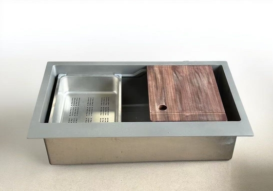 Multi  Functional Stainless Steel Double  Bowl Kitchen Sink with Side Accessories