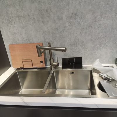 Undermount & Top Mount Compatible Adjustable Speed Stainless Steel Kitchen Sink with Rack | Custom Steel Gauge Available | Custom Basin Depth Available | Rust Proof & Corrosion Resistant