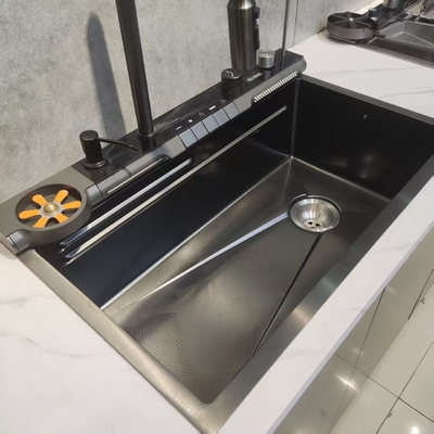 Black Stainless Steel Double-Bowl Kitchen Sink Undermount