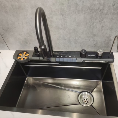 Black Stainless Steel Double-Bowl Kitchen Sink Undermount
