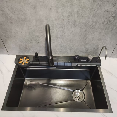 Black Stainless Steel Double-Bowl Kitchen Sink Undermount