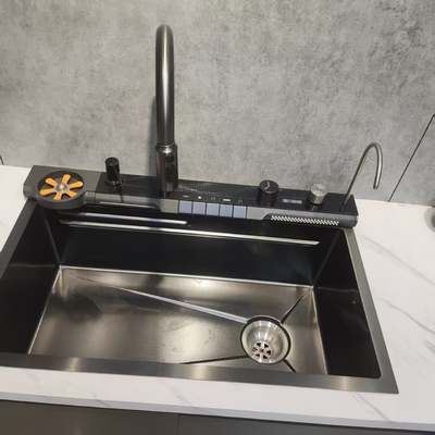 Black Stainless Steel Double-Bowl Kitchen Sink Undermount