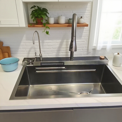 Undermount Stainless Steel Kitchen Sink with Drainboard