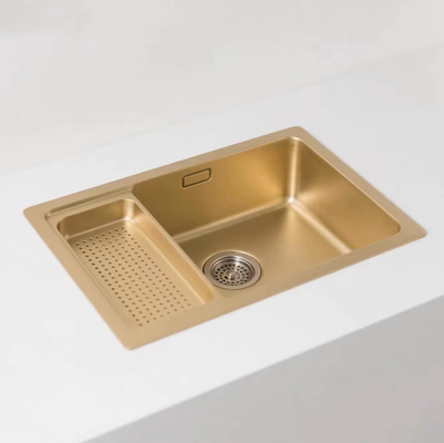 Gold Toned SUS304 Stainless Steel Kitchen Sink with Drainboard