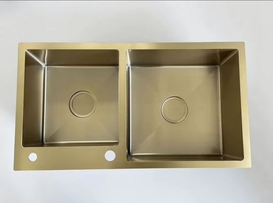 Gold Toned SUS304 Stainless Steel Kitchen Sink with Drainboard