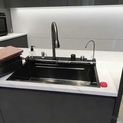 Stainless Steel Kitchen Sink 900mm×550mm with Integrated Faucet