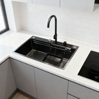 800mm Double-Bowl Stainless Steel Kitchen Sink Set with High-Arc Faucet and 1 Year Warranty for Modern Kitchens