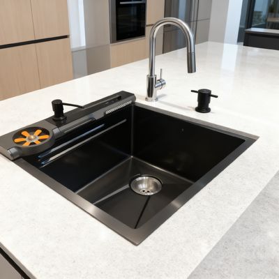 800mm Double-Bowl Stainless Steel Kitchen Sink Set with High-Arc Faucet and 1 Year Warranty for Modern Kitchens