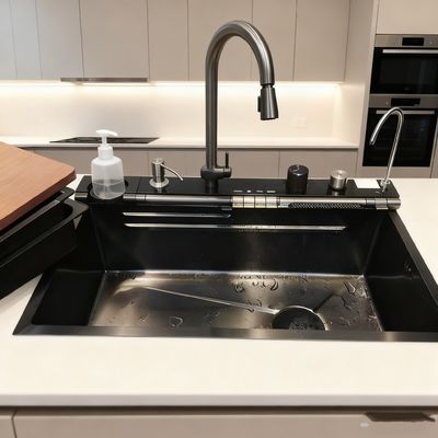 800mm Dual-Basin Stainless Steel Kitchen Sink with High-Arc Faucet