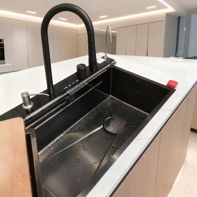 800mm Dual-Basin Stainless Steel Kitchen Sink with High-Arc Faucet