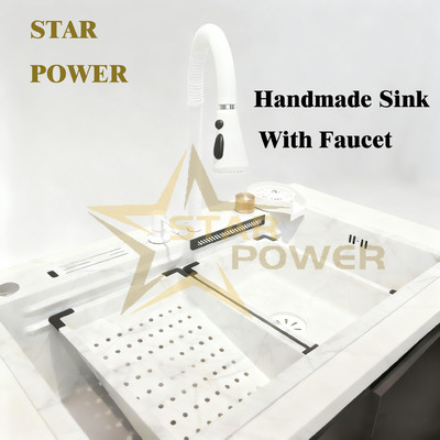 Handmade Forged Food-Grade 304 Stainless Steel Kitchen Sink with Thickened Panel and Double/Single Bowl Structure