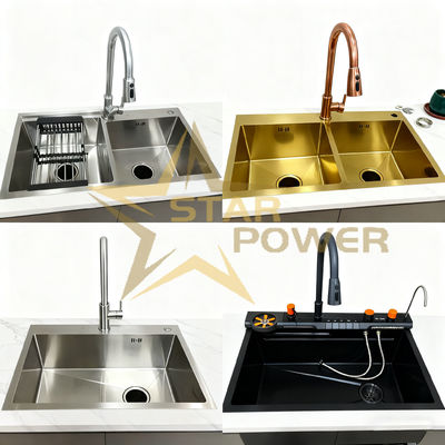Premium 304/316 Stainless Steel Kitchen Sink with 250-300mm Bowl Depth and 1.2-2.0mm Panel Thickness