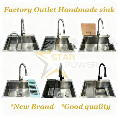 Commercial Kitchen Sink Handmade Durable Stainless Steel Double Bowl with 304/316 Food Grade Material