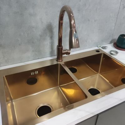 Handmade Stainless Steel Kitchen Sink with Electrolytic Polishing and Silver Ion Antibacterial for Food Grade 304/316 and Deepened Bowl (≥25cm)