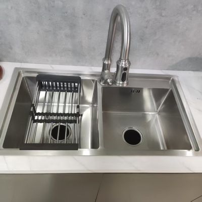 Handmade Stainless Steel Kitchen Sink with Nano Polymer Hydrophilic Antibacterial Coating and Deepened Bowl 250-300mm