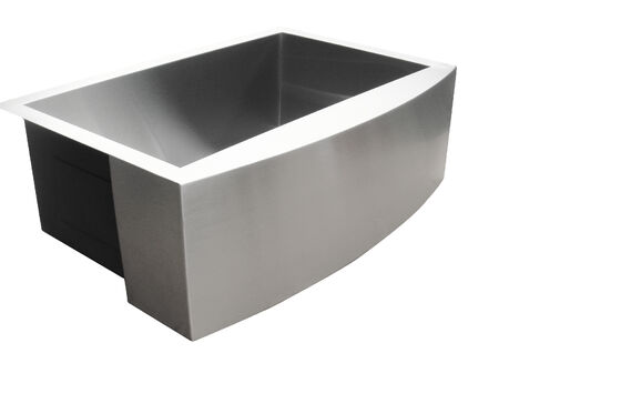 Handmade Brushed 304 Stainless Steel Farmhouse Sink with Sound Dampening & Anti-Condensation and Curved Apron Front Design