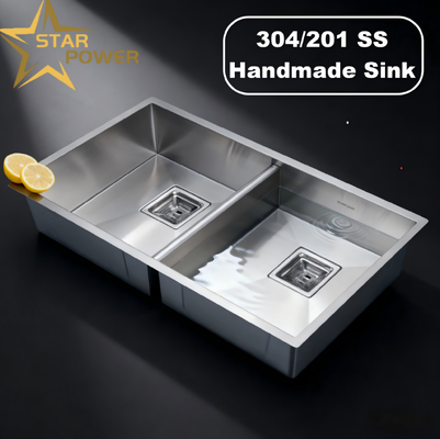 Handmade Gunmetal PVD Embossed Stain-Resistant Kitchen Sink with Food Grade 304/316 Stainless Steel