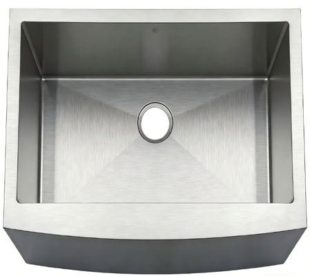 European Style Curved Front Heavy Duty Single Bowl Farm Sink in 304 Stainless Steel