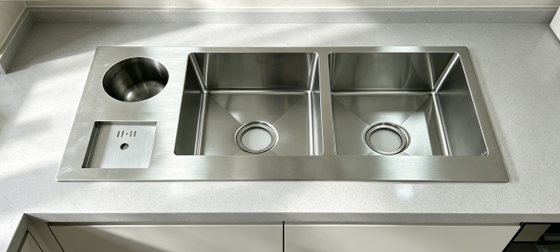 Good price 304 Stainless Steel Workstation Double Bowl Kitchen Sink | Hand Brushed Undermount Sink With Complete Accessories For Residential & Commercial Kitchen Renovation online