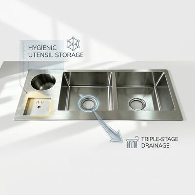 Good price Undermount Kitchen Sink 18-Gauge 304 SS Single Bowl Kitchen Sink Chrome Plated Undermount 1000mm 300mm Extra-Deep Basin | Custom Basin Depth Available | Custom Steel Gauge Available online
