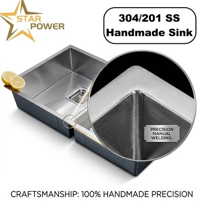 quality Top Mount / Drop-in Kitchen Sink SUS304 Stainless Steel Equal Double Bowl Kitchen Sink Hand-Polished Drop-In 700mm 10-Inch Extra-Deep Basin | Custom Basin Depth Available | Custom Steel Gauge Available factory