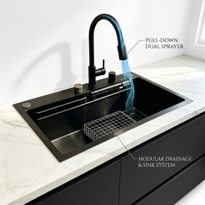 quality Flush Mount / Inset Kitchen Sink 18-Gauge 304 SS Main & Auxiliary Bowl Kitchen Sink Gold-Toned Flush-Mount 1000mm 300mm Extra-Deep Basin | Custom Basin Depth Available | Custom Steel Gauge Available factory