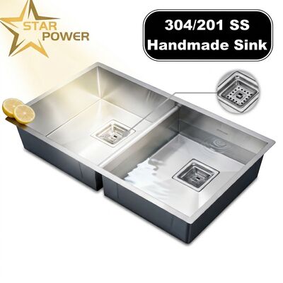 Good price 304 Stainless Steel Equal Double Bowl Kitchen Sink Nano-Coated Drop-In 600mm 9-Inch Deep Basin online