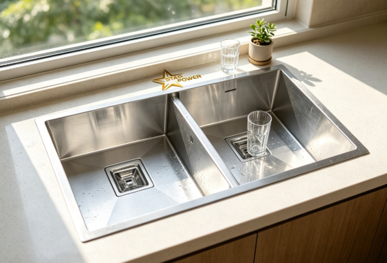 quality Food-Grade 304 SS Main & Auxiliary Bowl Kitchen Sink Gold-Toned Flush-Mount 900mm 250mm Deep Basin factory