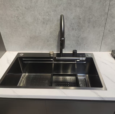 quality Food-Grade 304 SS Nano-Coated Double Bowl Kitchen Sink with 250mm Deep Basin factory