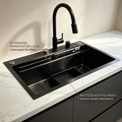 Good price Chrome-Plated 316 Stainless Steel Single Bowl Kitchen Sink Undermount 800mm 220mm Deep Basin online