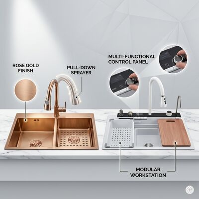 Quality Honeycomb Nano Coating Scratch-Proof Easy-Clean 304 Stainless Steel Kitchen Sink Double Bowl 800mm 250mm Deep factory