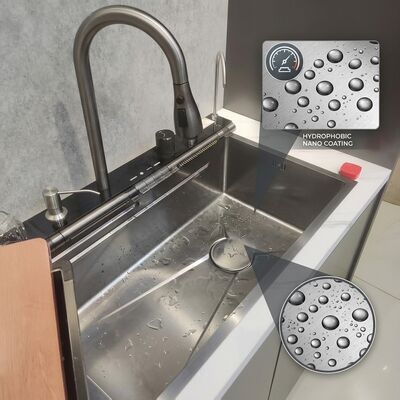 Good price Bionic Lotus Leaf Nano Oleophobic Handmade 316 Stainless Steel Kitchen Sink Single Bowl 700mm 220mm Deep Basin online