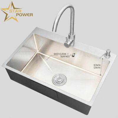 Quality 304 Stainless Steel Double Bowl Kitchen Sink with Nano-Coated Finish and 9-Inch Deep Basin factory