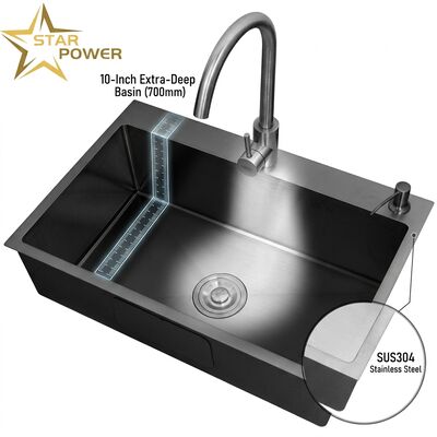 Good price 316 Stainless Steel Equal Double Bowl Kitchen Sink Nano-Coated Drop-In 800mm 220mm Deep Basin online