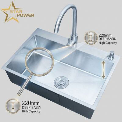 Good price 316 Stainless Steel Double Bowl Kitchen Sink with 220mm Deep Basin and Top-Mount Design online
