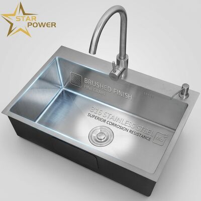 Good price Undermount Kitchen Sink 316 Stainless Steel Single Bowl Kitchen Sink Brushed Undermount 800mm 220mm Deep Basin | Custom Basin Depth Available | Custom Steel Gauge Available online
